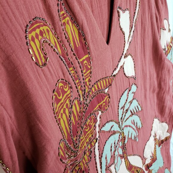 Soft Surroundings Terracotta Floral Long Sleeve Dress - Picture 14 of 16